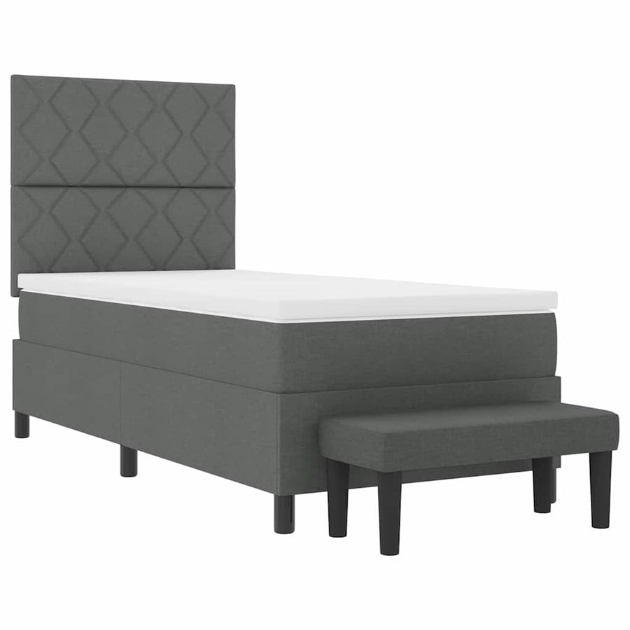 Boxspringbed met hoofdeinde Donkergrijs 90 x 200 cm Stof