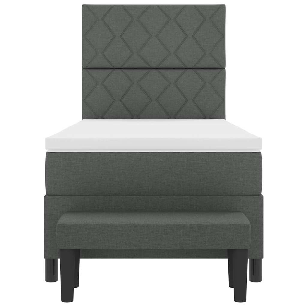 Boxspringbed met hoofdeinde Donkergrijs 90 x 200 cm Stof