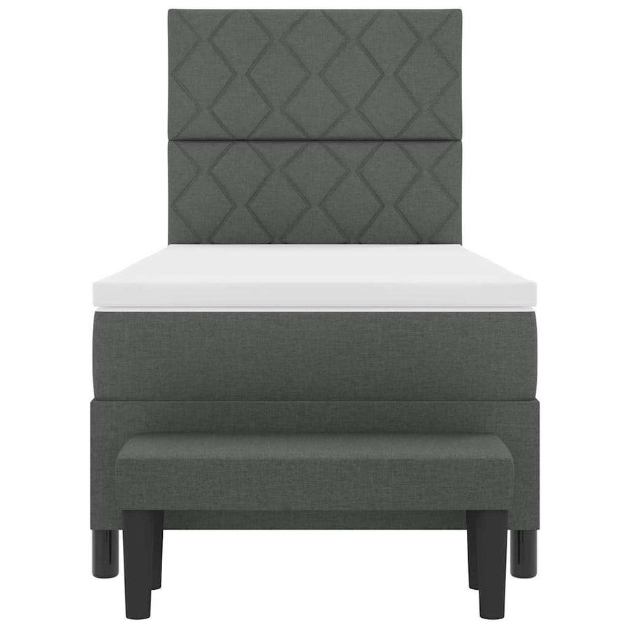 Boxspringbed met hoofdeinde Donkergrijs 90 x 200 cm Stof