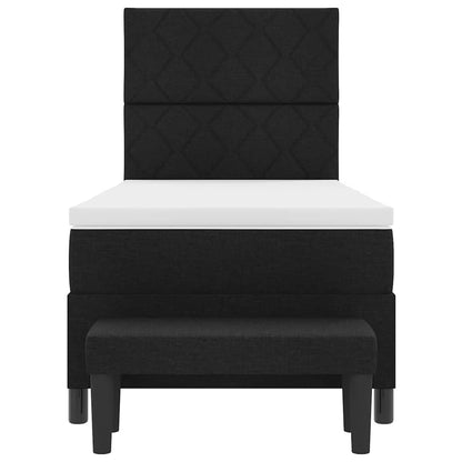 Boxspringbed met hoofdeinde Zwart 90 x 200 cm Stof