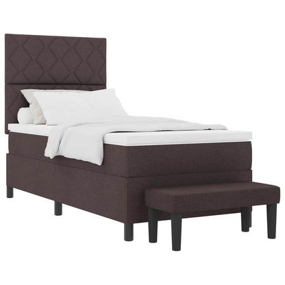 Boxspringbed met hoofdeinde Donkerbruin 90 x 200 cm Stof