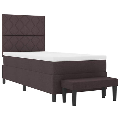 Boxspringbed met hoofdeinde Donkerbruin 90 x 200 cm Stof