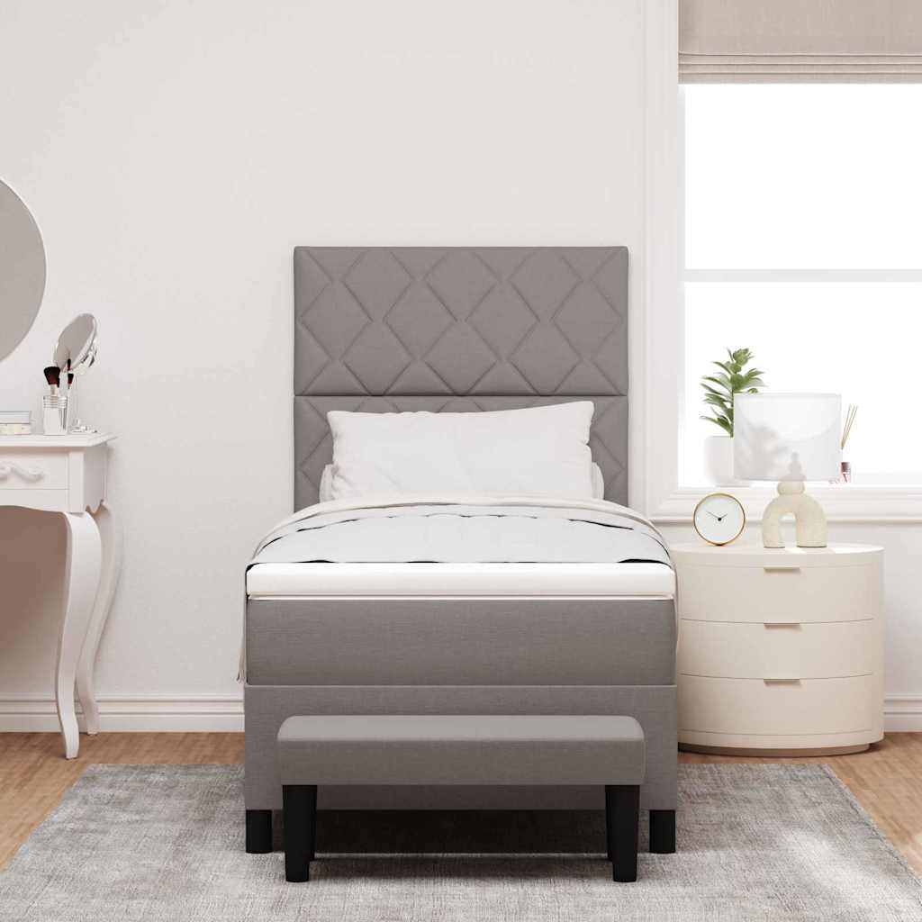 Boxspringbed met hoofdeinde Taupe 90 x 200 cm Stof
