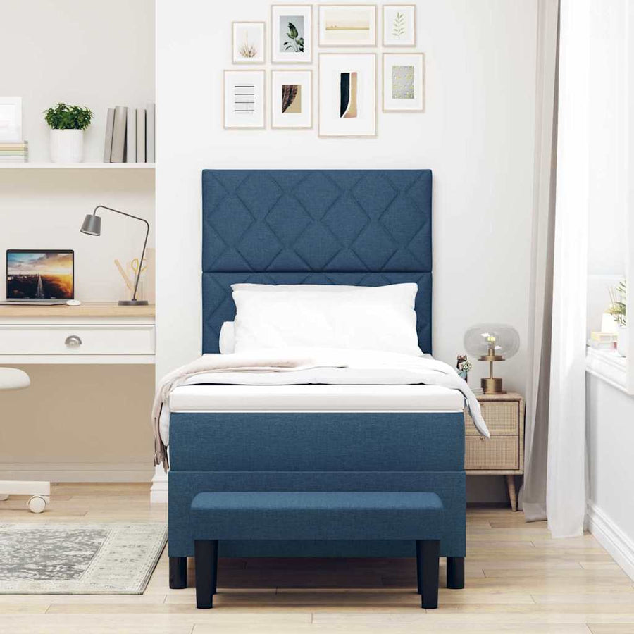 Boxspringbed met hoofdeinde Blauw 90 x 200 cm Stof