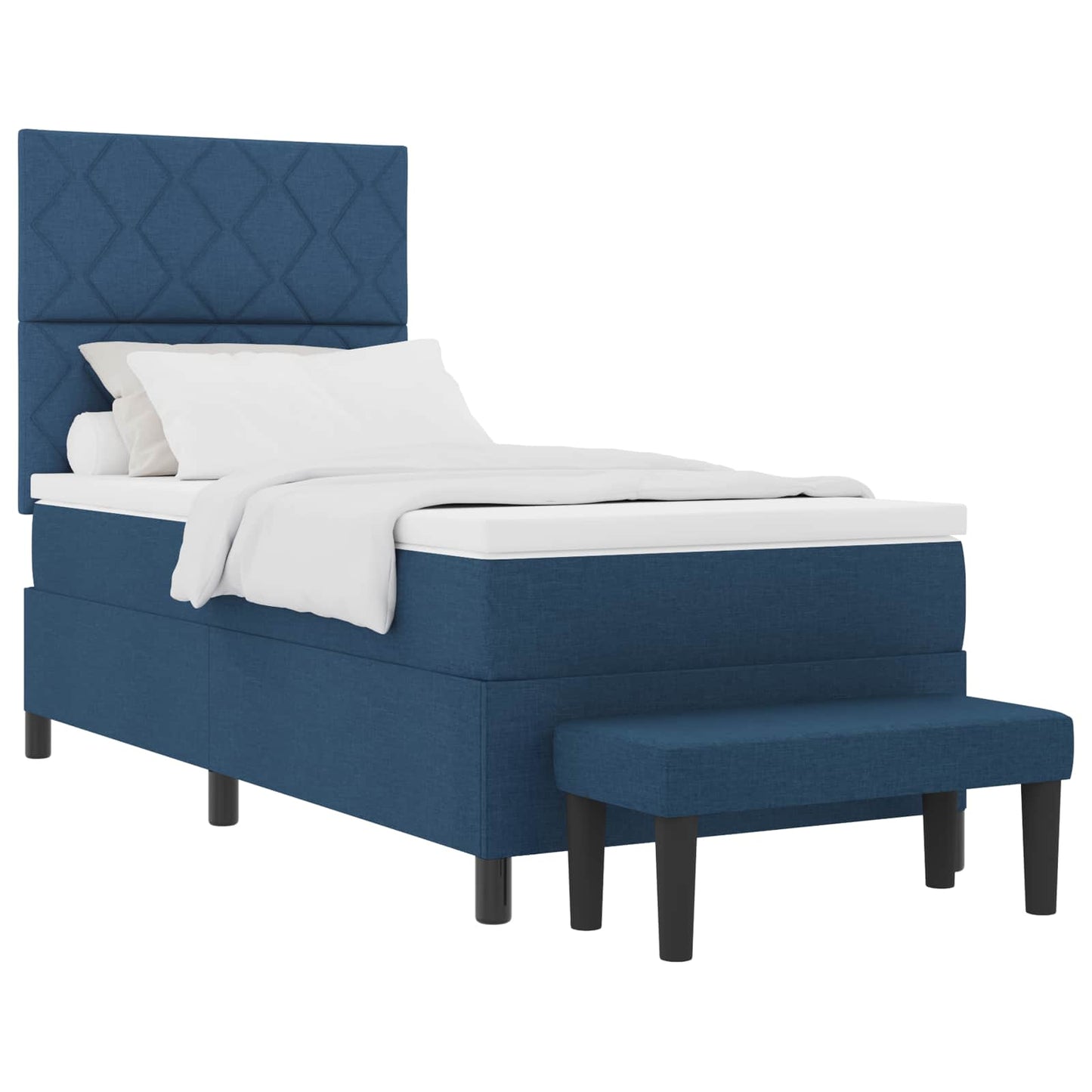 Boxspringbed met hoofdeinde Blauw 90 x 200 cm Stof