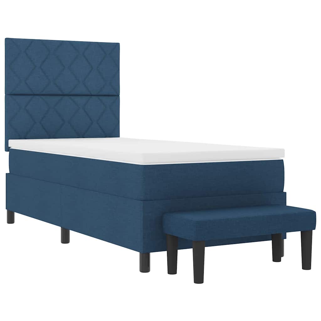 Boxspringbed met hoofdeinde Blauw 90 x 200 cm Stof