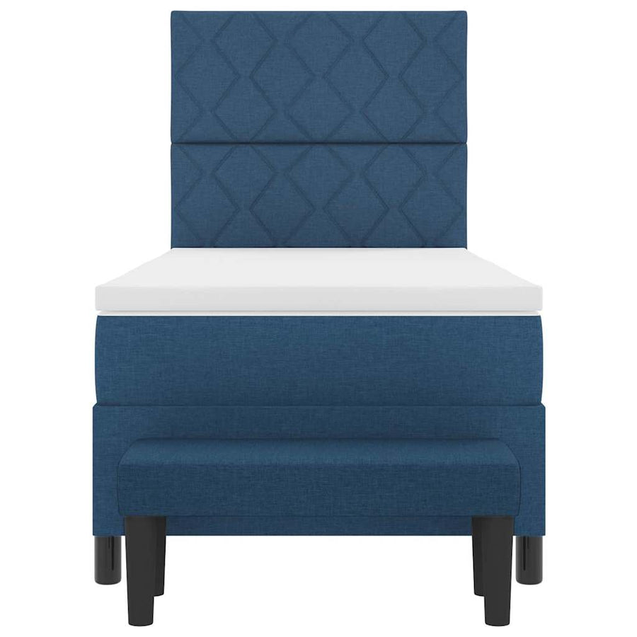 Boxspringbed met hoofdeinde Blauw 90 x 200 cm Stof