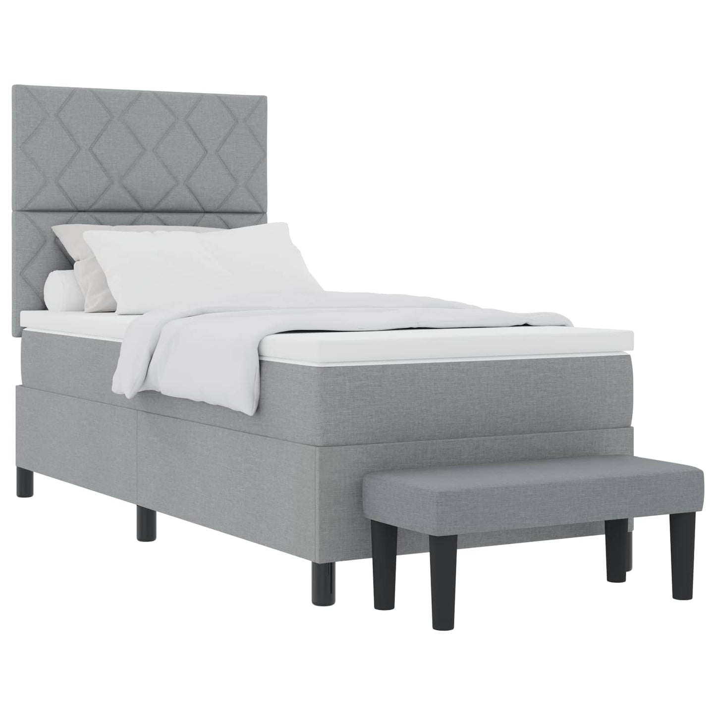 Boxspringbed met matras Lichtgrijs 100 x 200 cm Stof