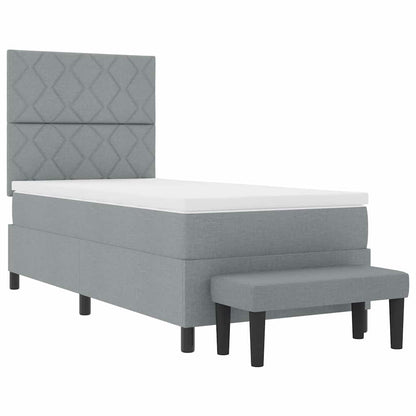 Boxspringbed met matras Lichtgrijs 100 x 200 cm Stof
