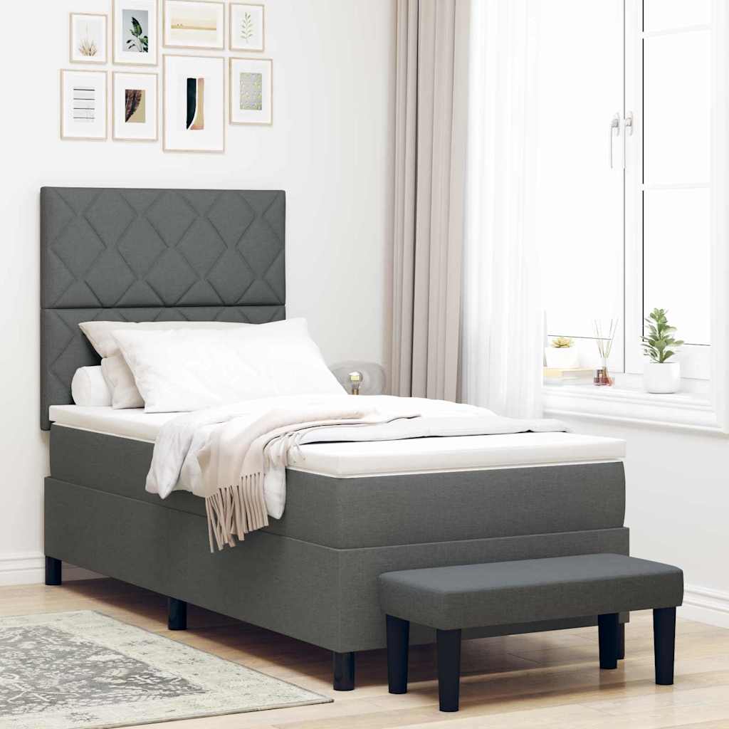 Boxspringbed met matras Donkergrijs 100 x 200 cm Stof