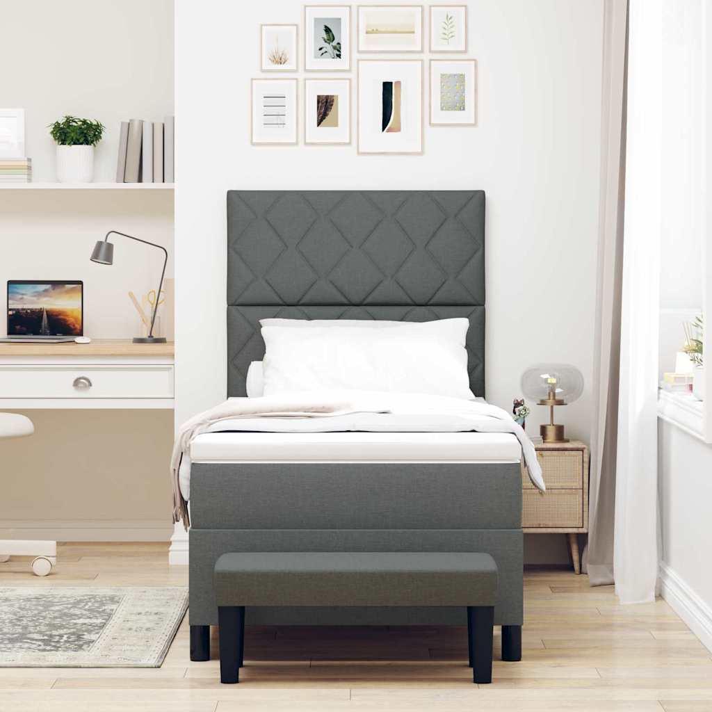Boxspringbed met matras Donkergrijs 100 x 200 cm Stof