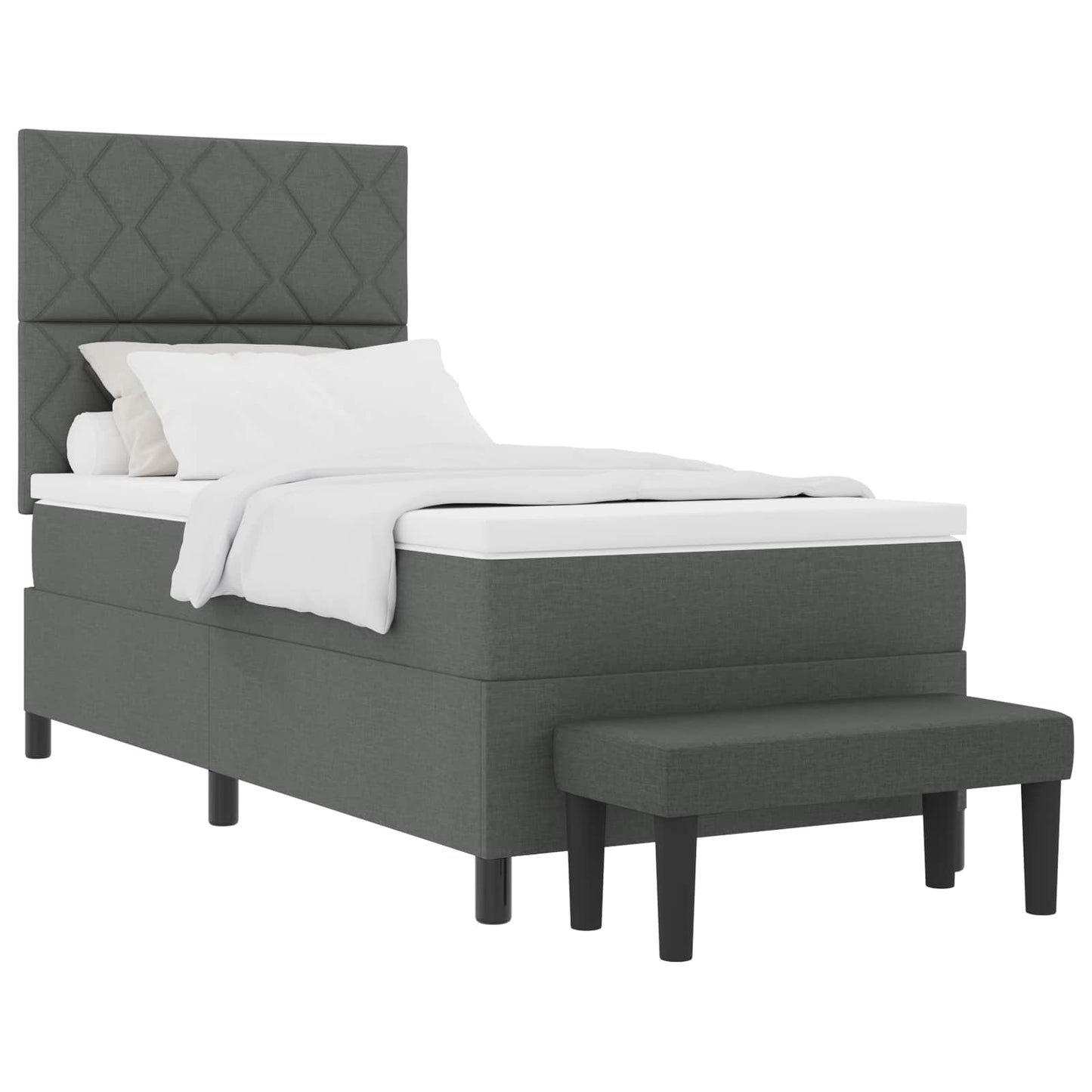 Boxspringbed met matras Donkergrijs 100 x 200 cm Stof