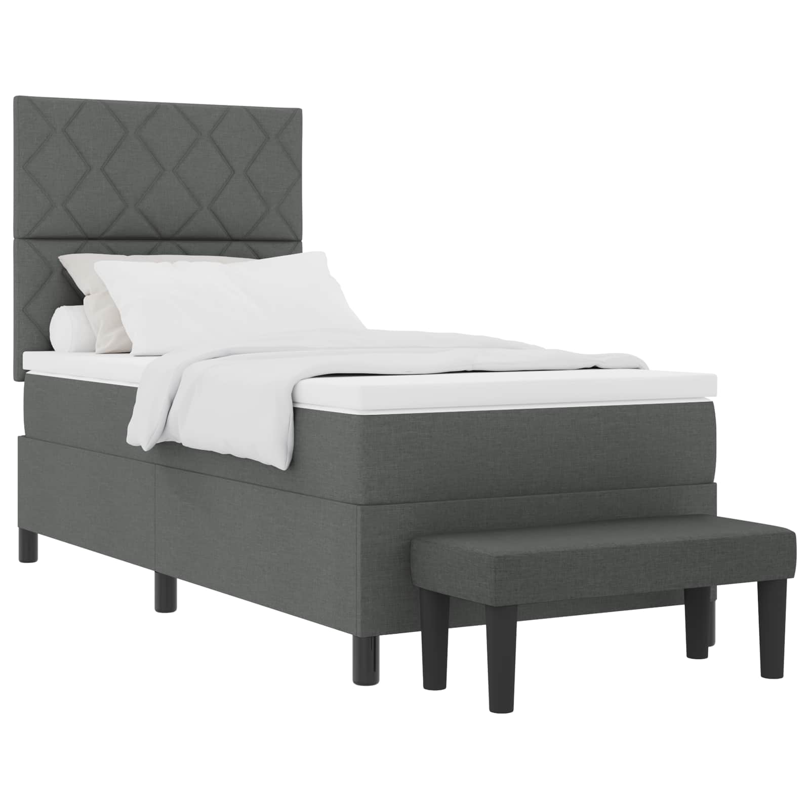 Boxspringbed met matras Donkergrijs 100 x 200 cm Stof