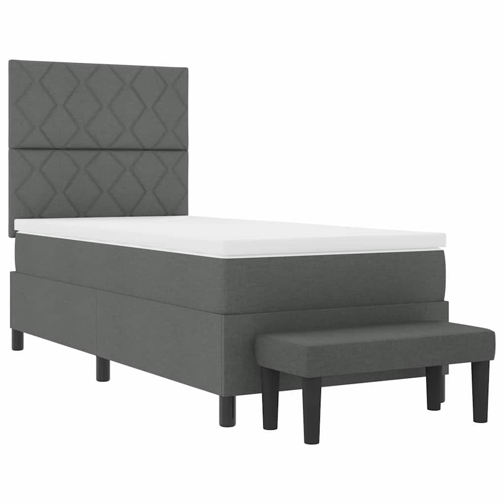 Boxspringbed met matras Donkergrijs 100 x 200 cm Stof