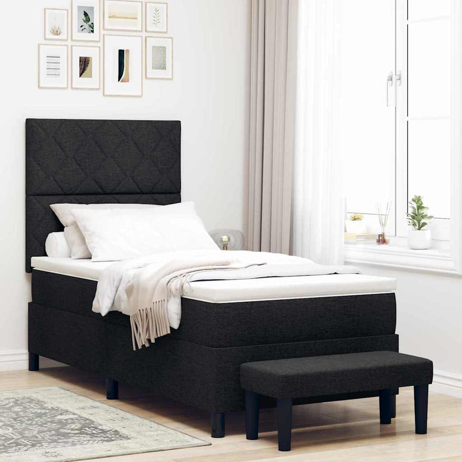 Boxspringbed met matras met hoofdeinde Zwart 100 x 200 cm Stof