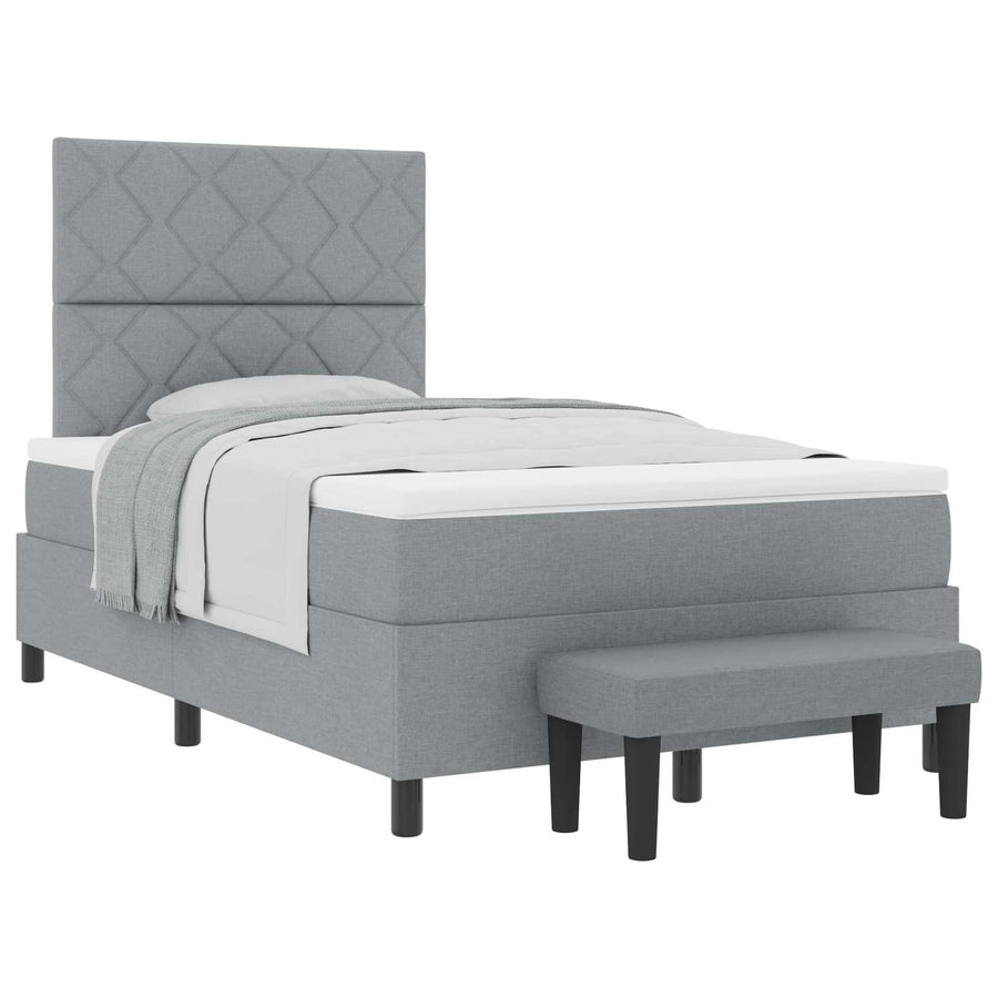 Boxspringbed met matras Lichtgrijs 120 x 190 cm Stof