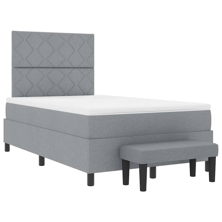 Boxspringbed met matras Lichtgrijs 120 x 190 cm Stof