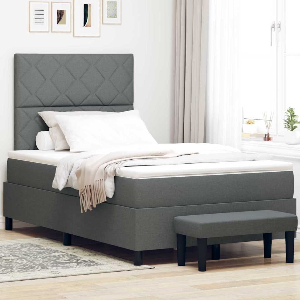 Boxspringbed met matras Donkergrijs 120 x 190 cm Stof