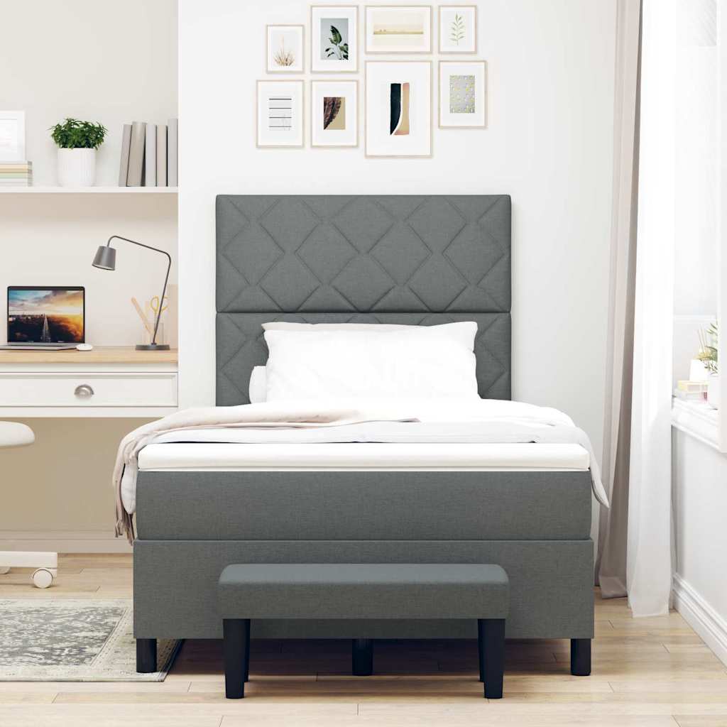 Boxspringbed met matras Donkergrijs 120 x 190 cm Stof
