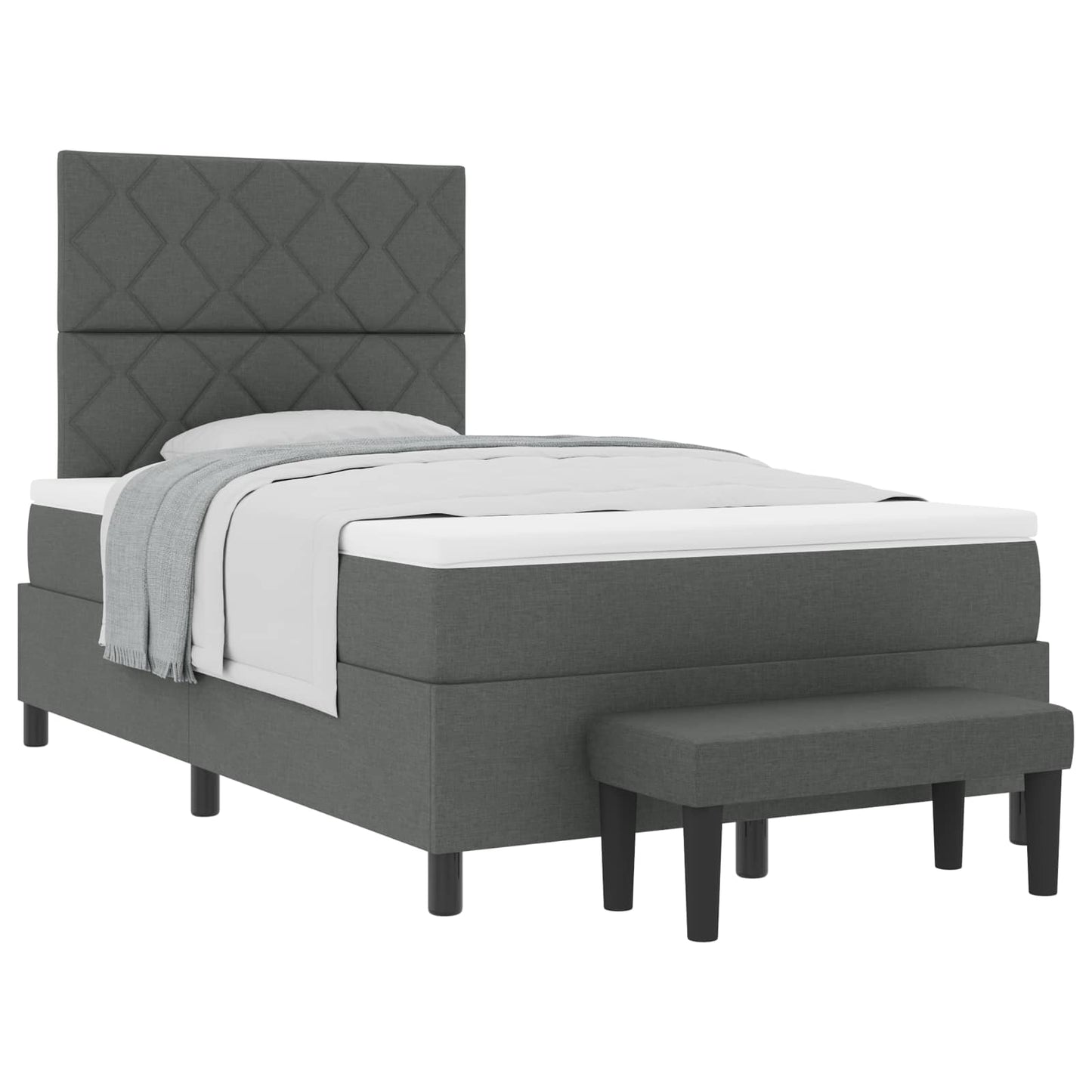 Boxspringbed met matras Donkergrijs 120 x 190 cm Stof