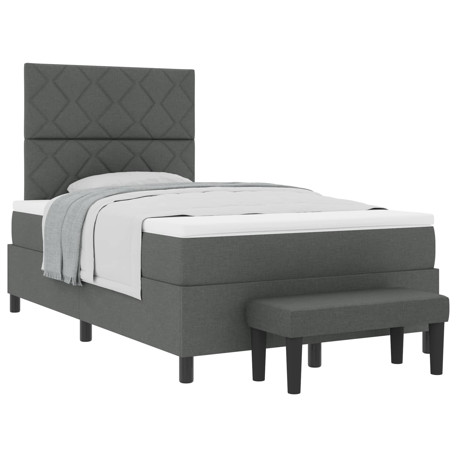Boxspringbed met matras Donkergrijs 120 x 190 cm Stof