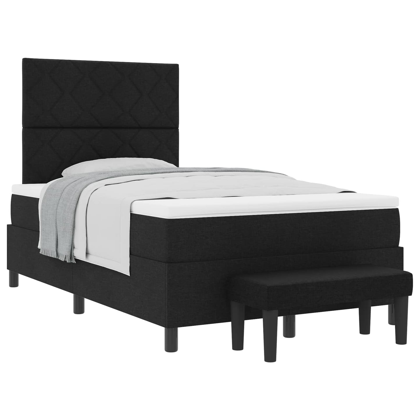 Boxspringbed met matras met hoofdeinde Zwart 120 x 190 cm Stof