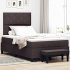 Box spring bed with mattress Dark brown 120 x 190 cm Fabric