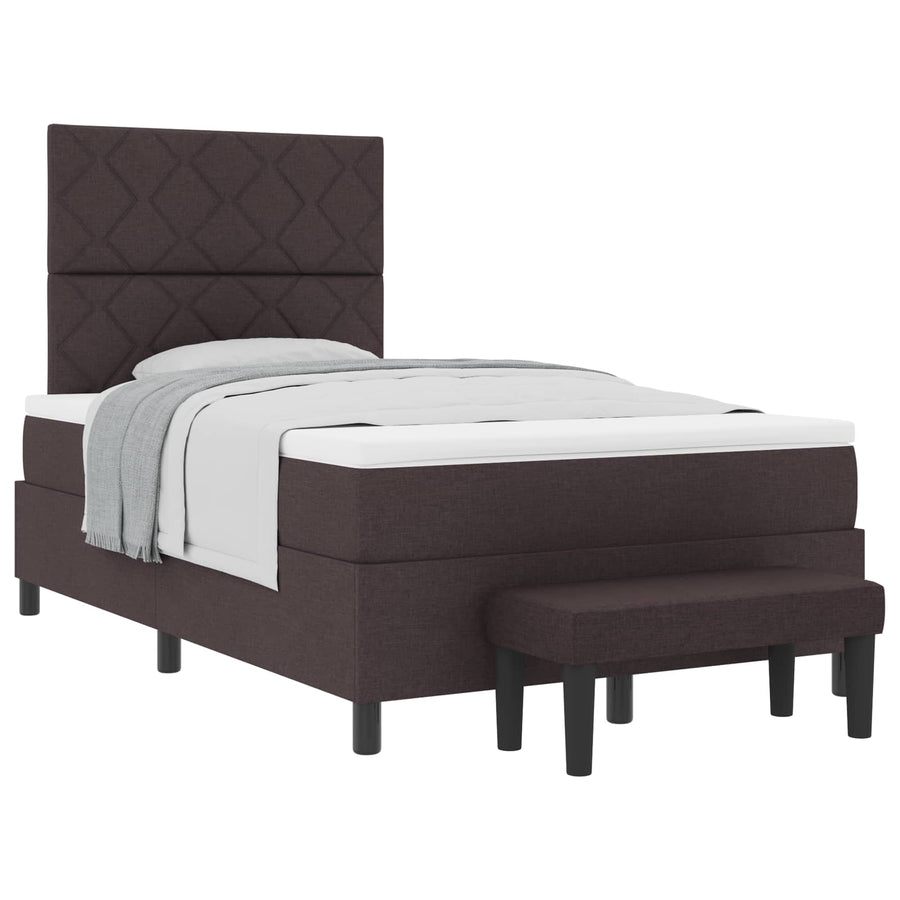 Boxspringbed met matras Donkerbruin 120 x 190 cm Stof
