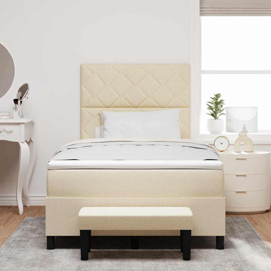 Boxspring bed met matras met hoofdeinde Crème 120 x 190 cm Stof