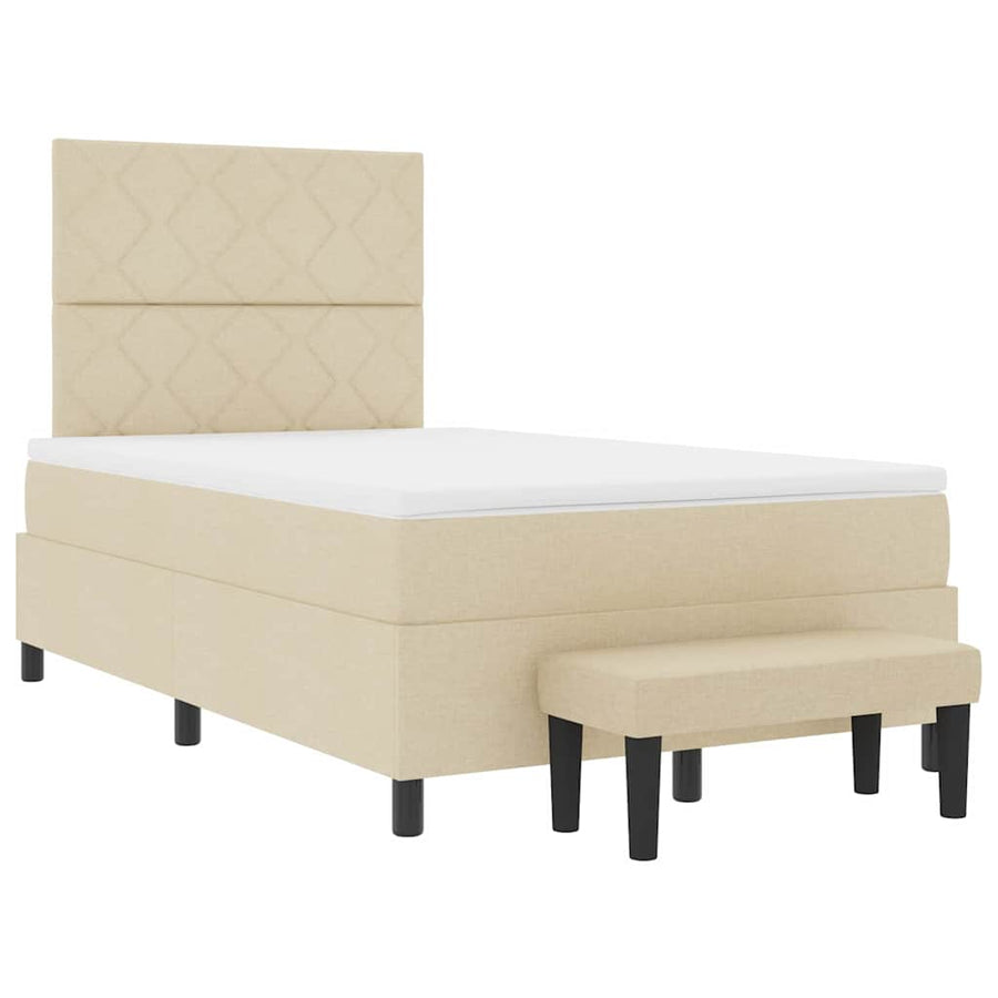 Boxspring bed met matras met hoofdeinde Crème 120 x 190 cm Stof