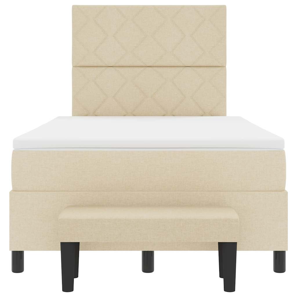 Boxspring bed met matras met hoofdeinde Crème 120 x 190 cm Stof
