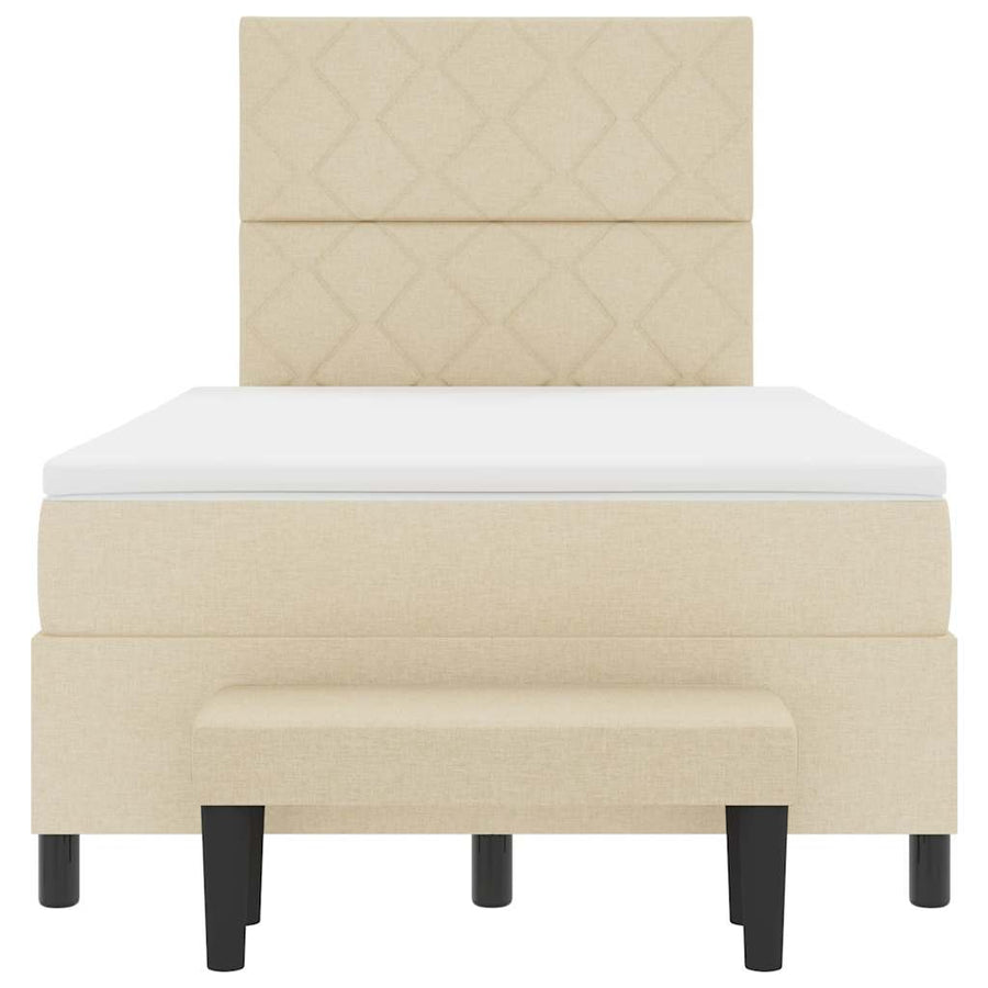 Boxspring bed met matras met hoofdeinde Crème 120 x 190 cm Stof