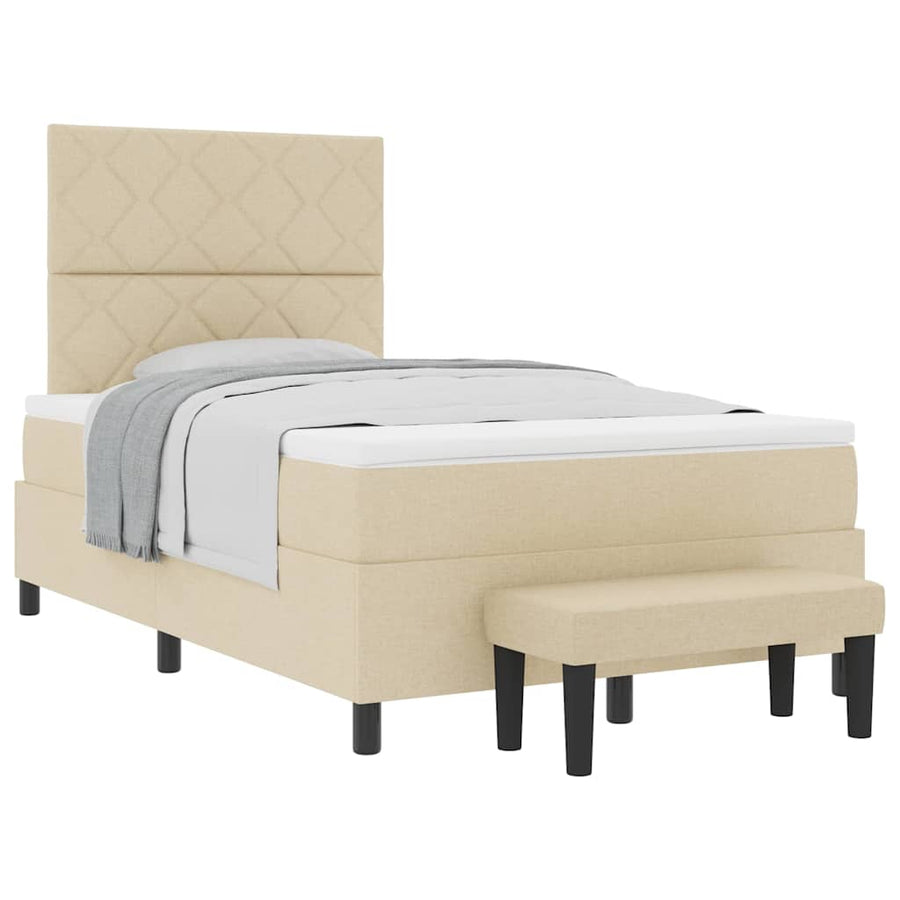 Boxspring bed met matras met hoofdeinde Crème 120 x 190 cm Stof