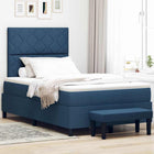 Box spring bed with mattress with headboard Blue 120 x 190 cm Fabric