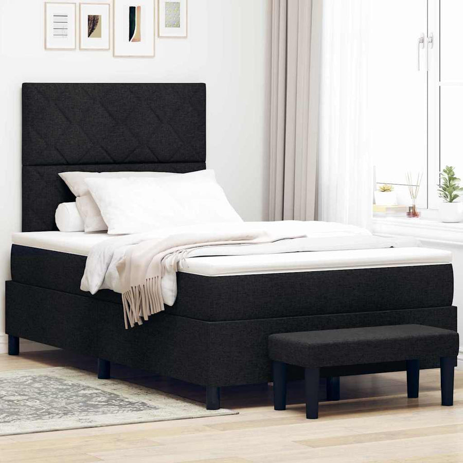 Boxspringbed met matras met hoofdeinde Zwart 120 x 200 cm Stof