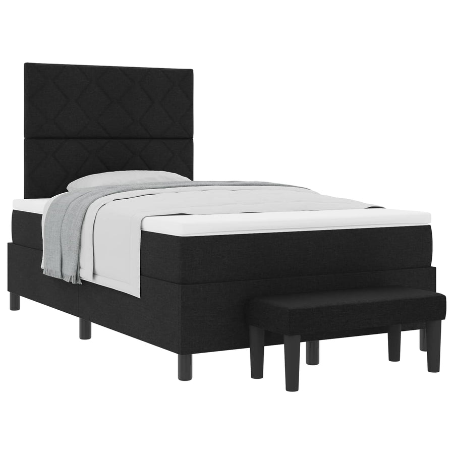 Boxspringbed met matras met hoofdeinde Zwart 120 x 200 cm Stof