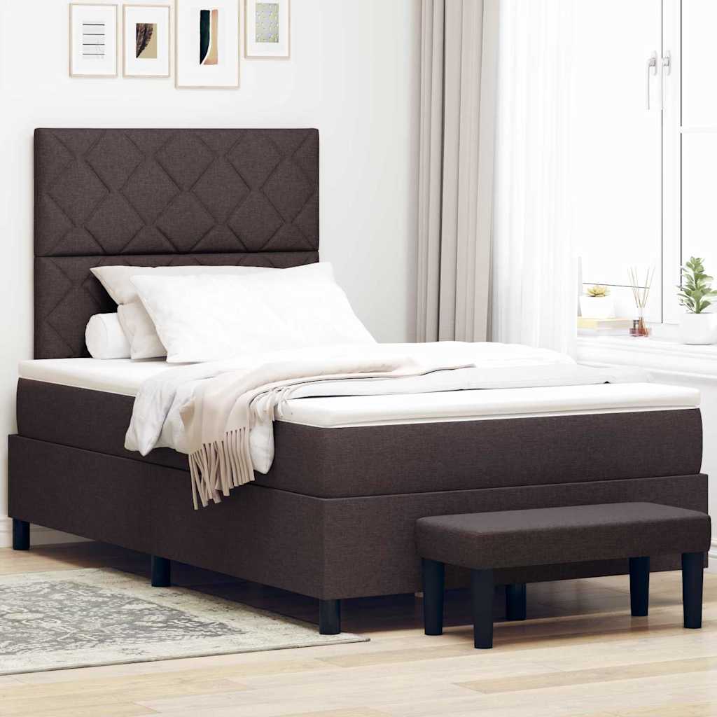 Boxspringbed met matras Donkerbruin 120 x 200 cm Stof