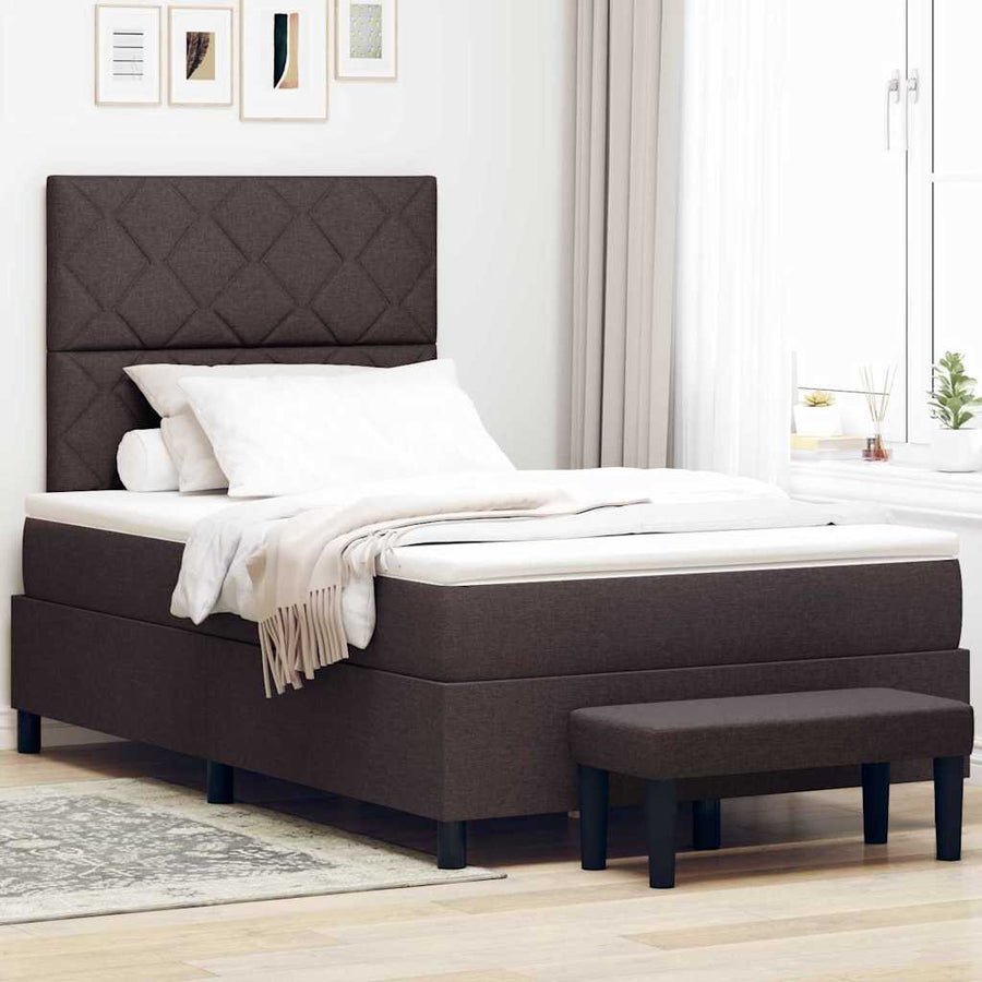 Boxspringbed met matras Donkerbruin 120 x 200 cm Stof