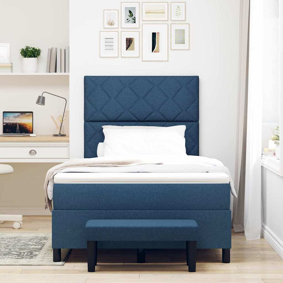 Boxspringbed met matras met hoofdeinde Blauw 120 x 200 cm Stof