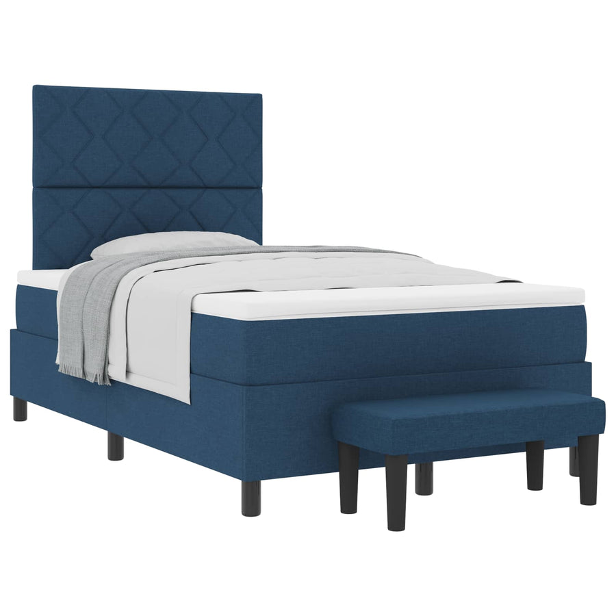 Boxspringbed met matras met hoofdeinde Blauw 120 x 200 cm Stof