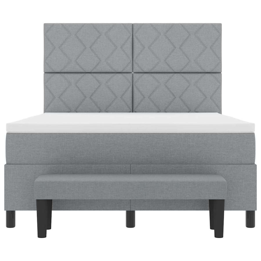 Boxspringbed met kussen Lichtgrijs 140 x 190 cm Stof