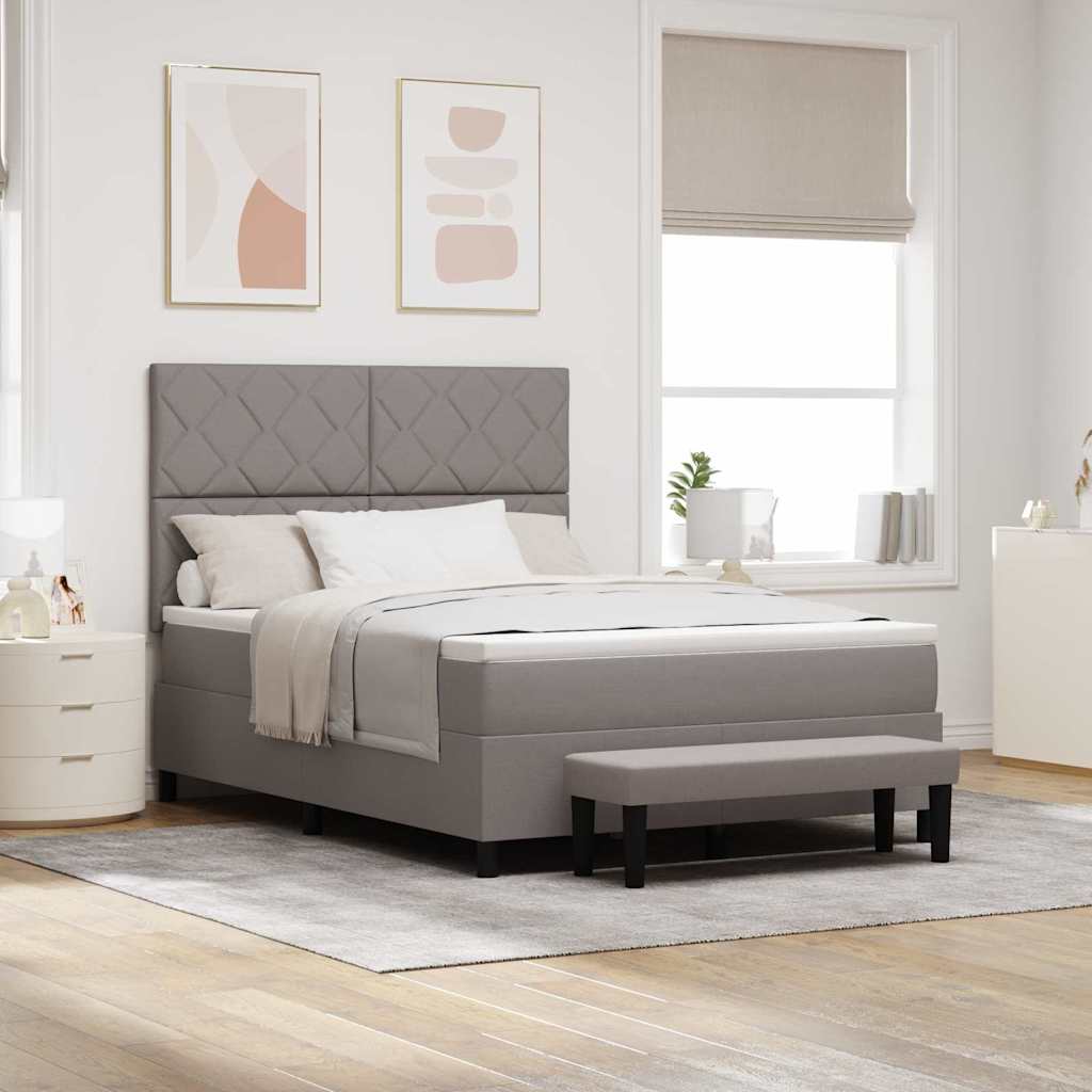 Boxspringbed met hoofdeinde Taupe 140 x 190 cm Stof