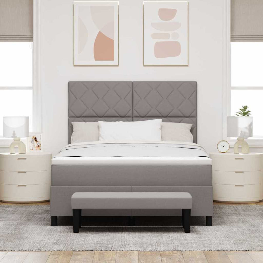 Boxspringbed met hoofdeinde Taupe 140 x 190 cm Stof