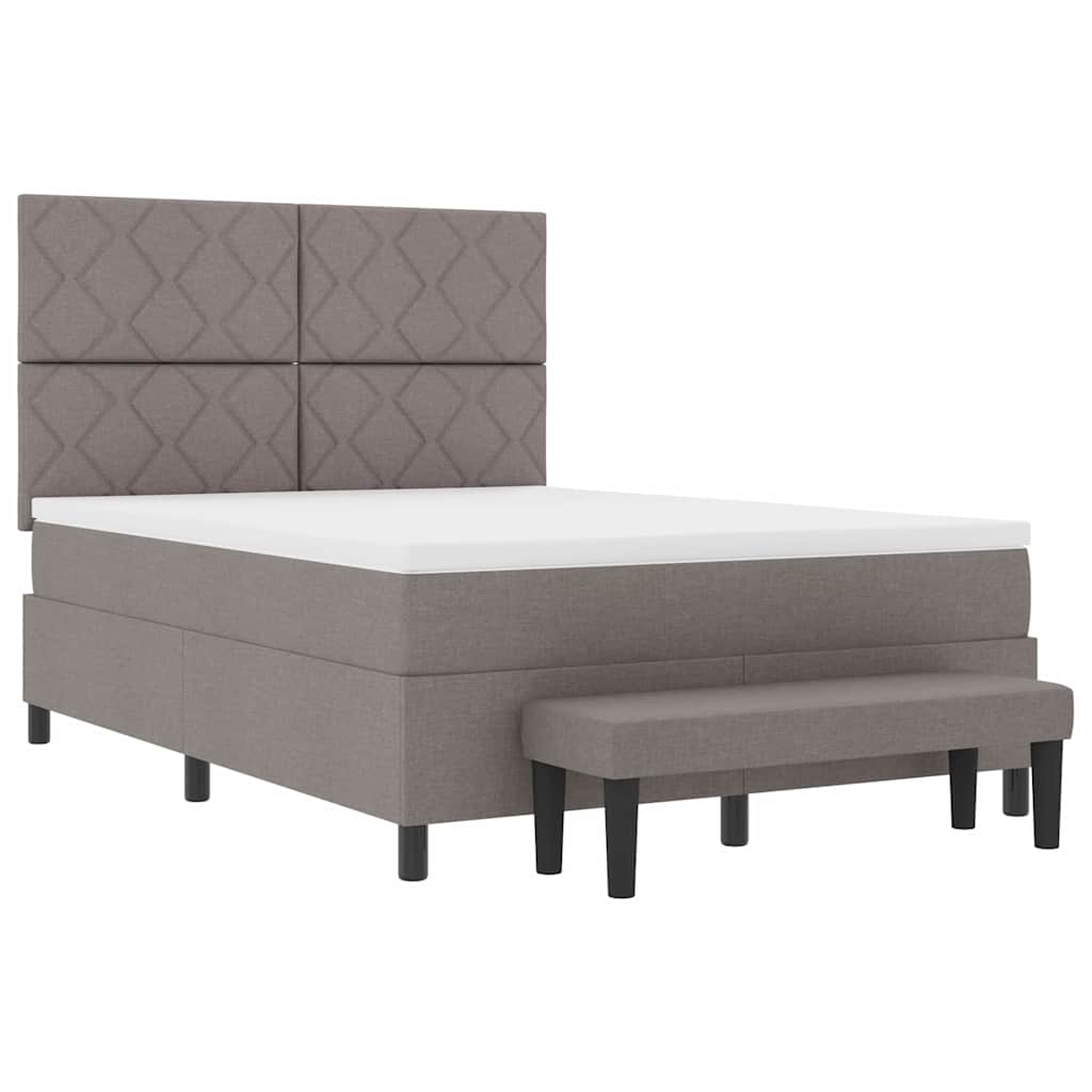 Boxspringbed met hoofdeinde Taupe 140 x 190 cm Stof