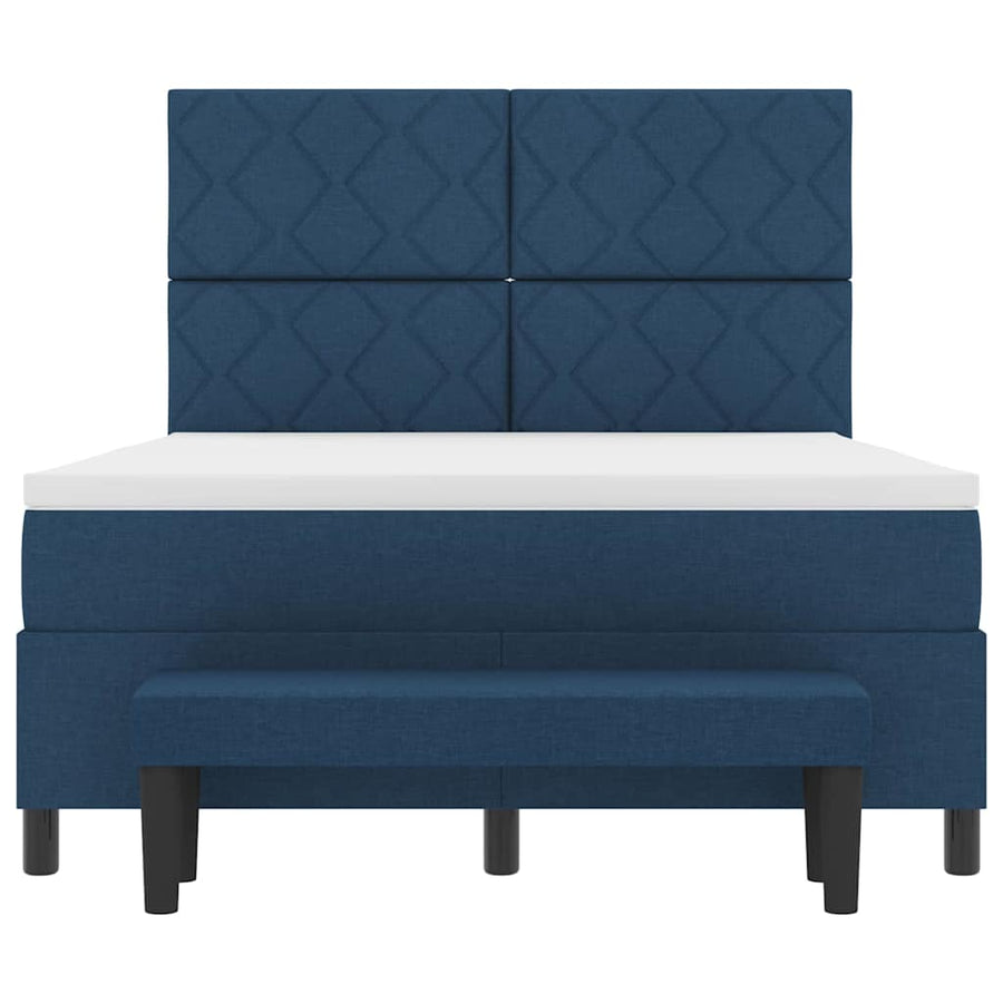 Boxspringbed met hoofdeinde Blauw 140 x 190 cm Stof