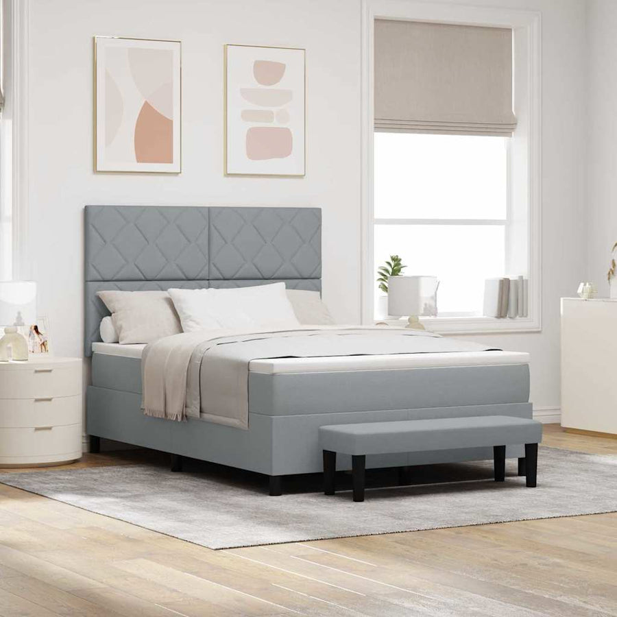 Boxspringbed met hoofdeinde Lichtgrijs 140 x 200 cm Stof