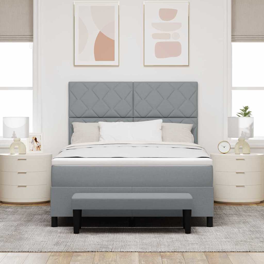 Boxspringbed met hoofdeinde Lichtgrijs 140 x 200 cm Stof