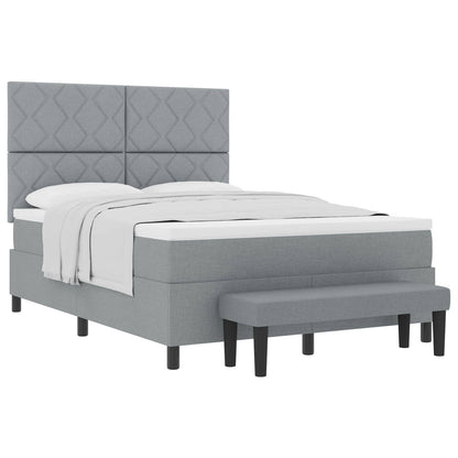 Boxspringbed met hoofdeinde Lichtgrijs 140 x 200 cm Stof