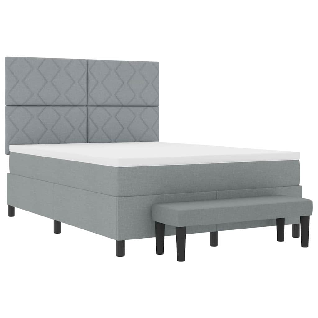Boxspringbed met hoofdeinde Lichtgrijs 140 x 200 cm Stof