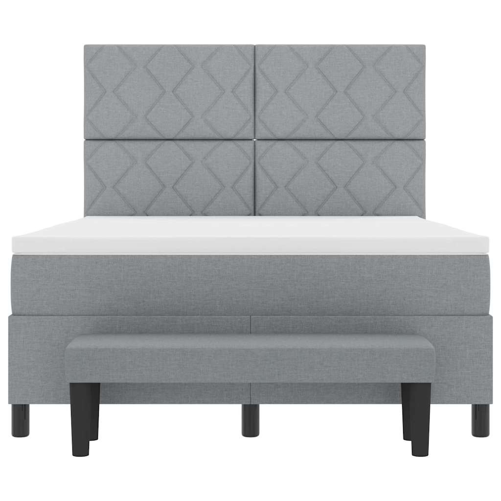 Boxspringbed met hoofdeinde Lichtgrijs 140 x 200 cm Stof